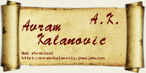 Avram Kalanović vizit kartica